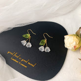 Lily of the Valley Earrings - lily flower dangle earrings - white bell flower earrings